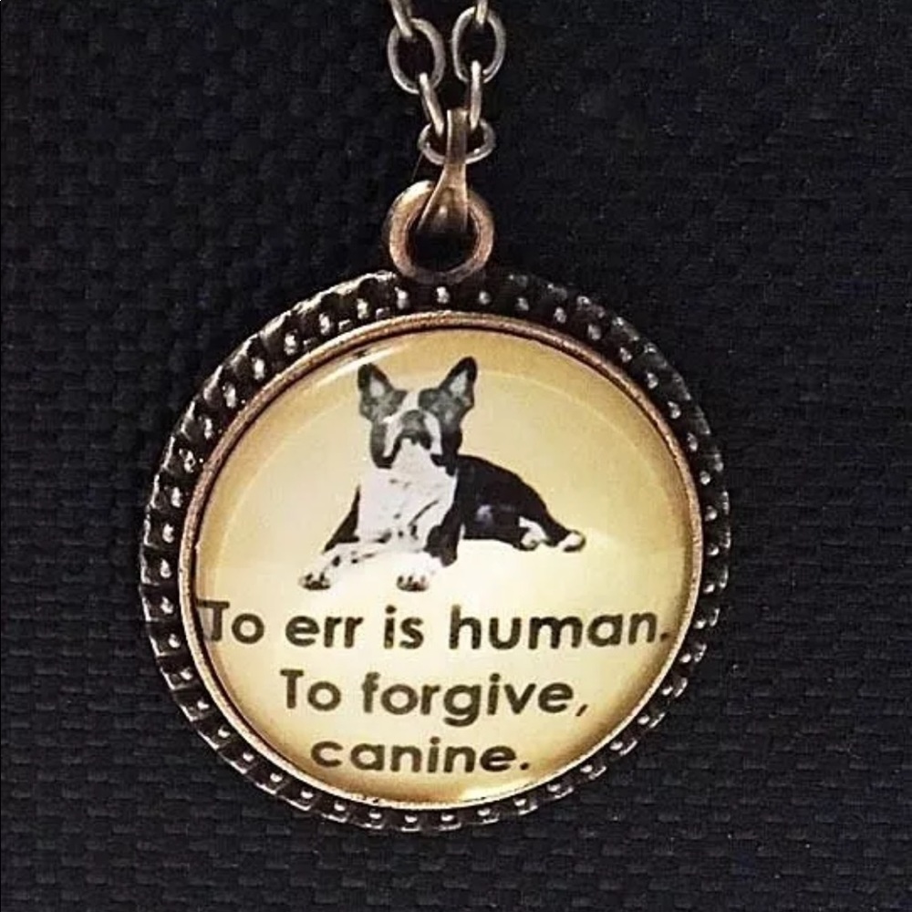 Dog lover glass pendant 22”
